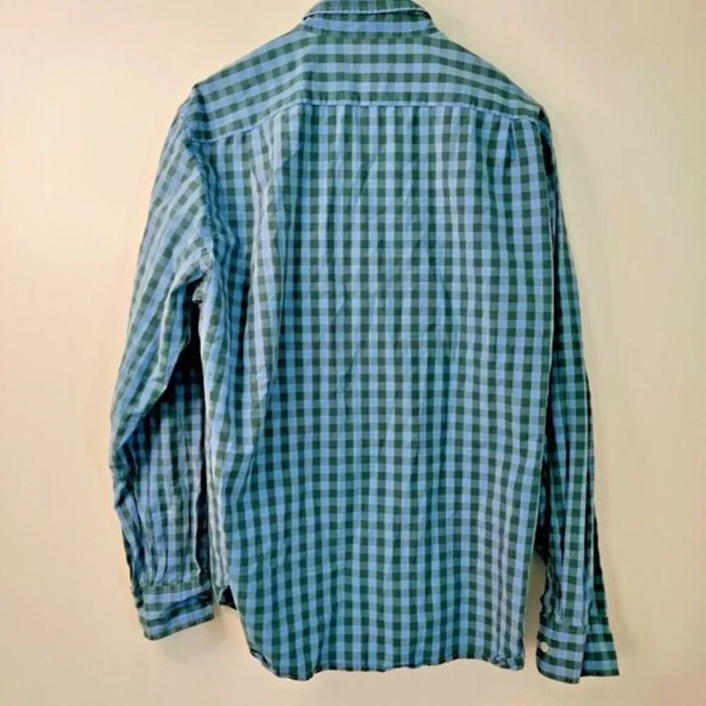 J Crew Men XL Button Down Long Sleeve Blue/Green Plaid Casual Work‎ Dress Shirt